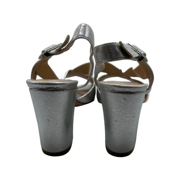Paradox London Hibiscus Block Heels,Women Size 7.5M ,Silver - Picture 3 of 6